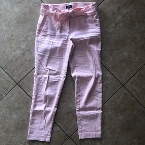 Loft Pink Crop Linen Pants
